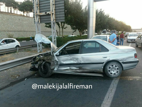 تصادف عجیب ۷ خودرو در جاده تهران - کرج