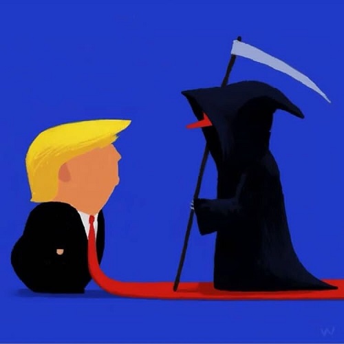 کراوات قرمز ترامپ برای استقبال از مرگ!