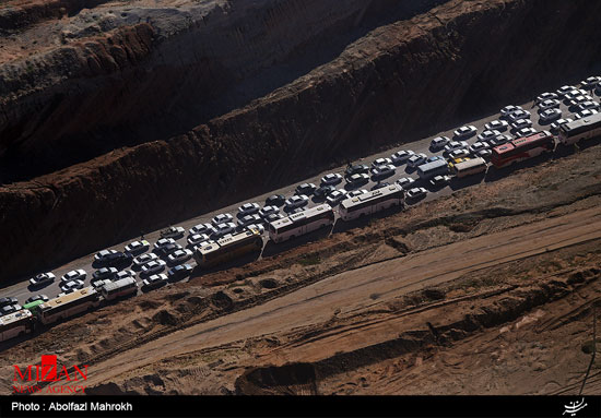 تصاویر هوایی از ازدحام در مرز مهران