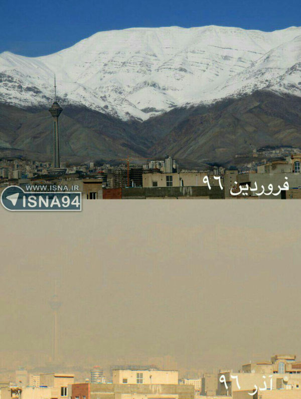 مقایسه کیفیت هوای فروردین‌ماه و آذرماه تهران