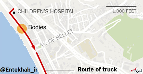 عکس: مسیر کامیون تروریستی در «نیس»