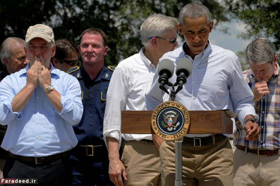 اوباما در میان سیل زدگان لوئیزیانا