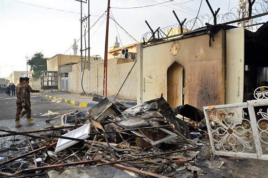 کنسولگری ایران در نجف یک روز پس از آتش‌سوزی