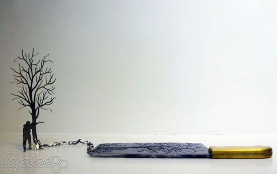 خلق آثار هنری با انواع چاقو! +عکس