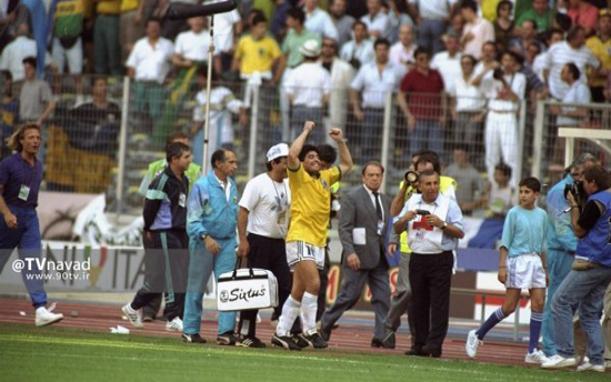 خوشحالی مارادونا از حذف برزیل در جام جهانی 90