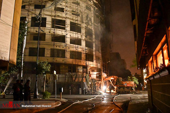 خطر ریزش هتل آسمان شیراز بر اثر آتش‌سوزی