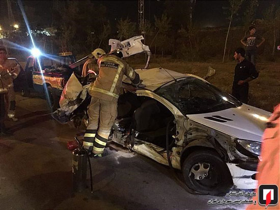 تصادف شدید ۴ خودرو در بزرگراه تهران -کرج