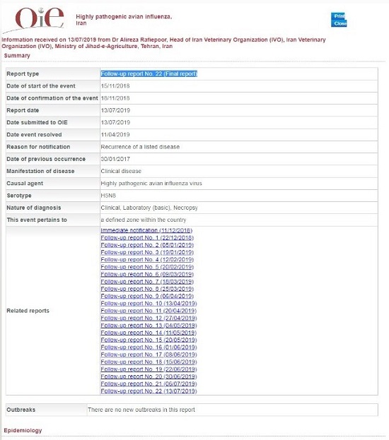 ایران از هرگونه بیماری آنفلوآنزای پرندگان پاک است