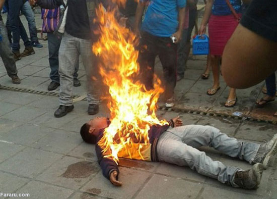 خودسوزی معترض مکزیکی +عکس (18+)