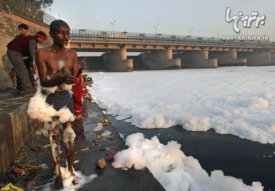 جشن هندی ها با استحمام در کثافت!+عکس