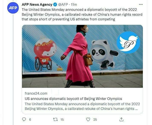 آمریکا المپیک زمستانی پکن ۲۰۲۲ را تحریم کرد