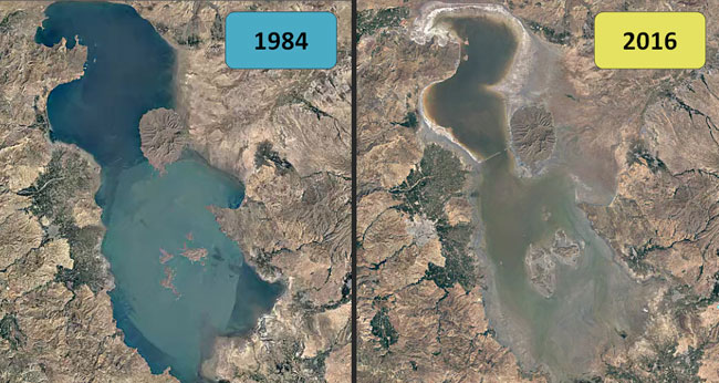 تایم لپس تغییرات اقلیمی دریاچه های ایران در 32 سال