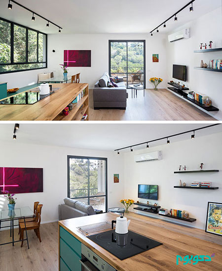 رنگ سبز در آپارتمانی کوچک با ایده‌های هوشمندانه