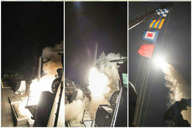 تصاویری از حمله موشکی آمریکا به سوریه