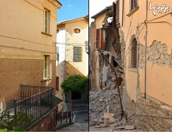 تصاویر دلخراش قبل و بعد از زلزله در ایتالیا