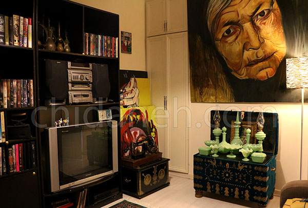 دکوراسیون منزل سه‌خوابه‌ی یک هنرمند شیرازی