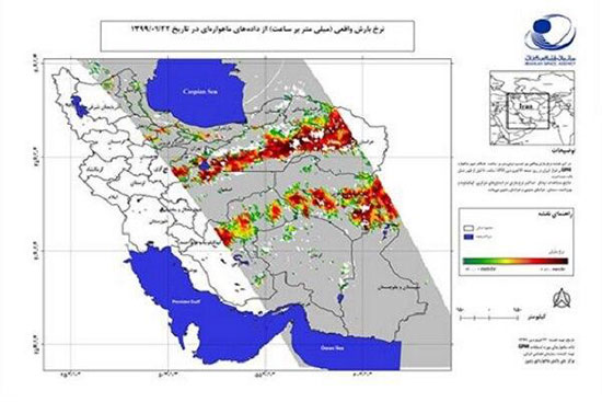 نقشه ماهواره‌ای بارش‌های فروردین منتشر شد