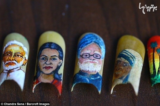 هنرمندی که تصاویر خیره کننده روی ناخن هایش می‌کشد