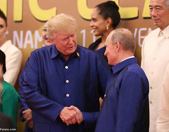 دست دادن ترامپ و پوتین در اجلاس ویتنام