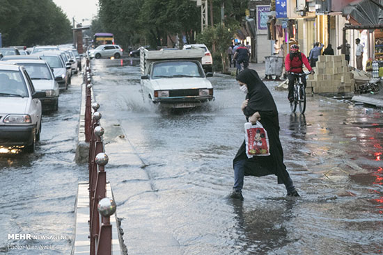 رگبار تابستانی باران در تبریز