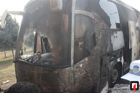 آتش‌سوزی اتوبوس مسافربری در بزرگراه تهران-کرج