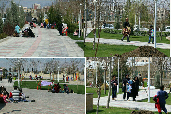 شهروندان مشهدی  در بوستان ها پس از زلزله