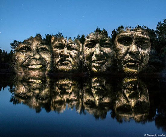 عکس: پروژه هنری تاباندن چهره بر طبیعت