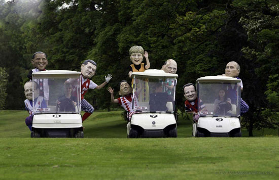 عکس بدل رهبران جهان در حال بازی گلف