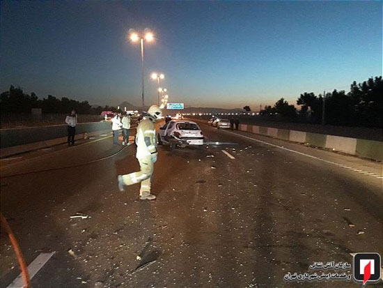 تصادف زنجیره‌ای ۶ خودرو در آزادراه قم - تهران