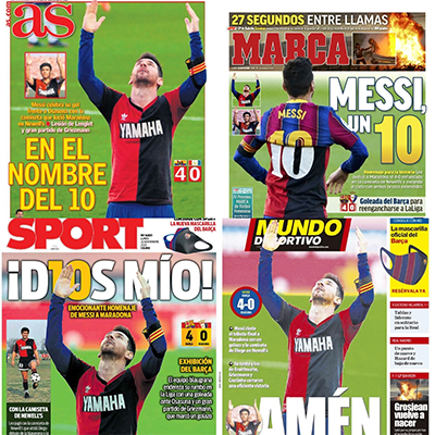 مطبوعات اسپانیا؛ عرض ارادت مسی به مارادونا