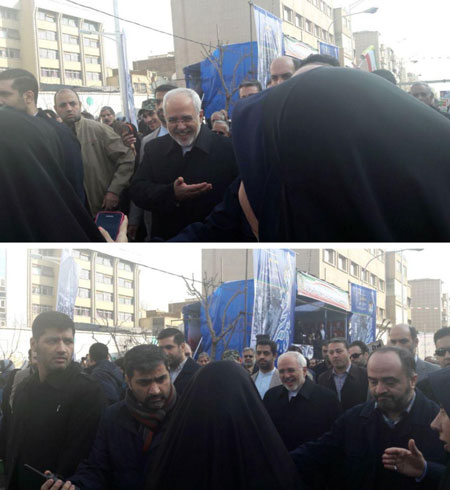 حضور ظریف در راهپیمایی ۲۲ بهمن در تهران