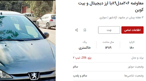 رواج معاوضه خودرو با بیت‌کوین در ایران
