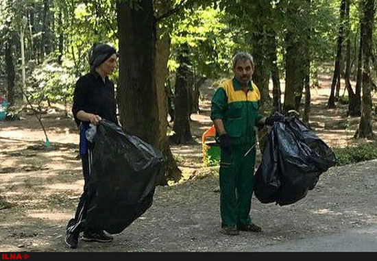 هدیه تهرانی و جمع آوری زباله از طبیعت