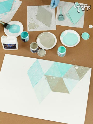 آموزش رنگ آمیزی دیوار؛ طراحی مثلث‌های رنگی
