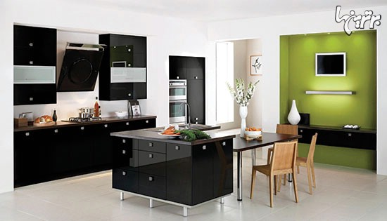 آشپزخانه مجلل و مدرن با رنگ سیاه