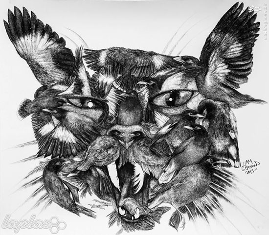 نقاشی زغالی سوررئال از حیوانات