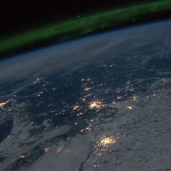 روسیه و قزاقستان و شفق قطبی از منظر فضا
