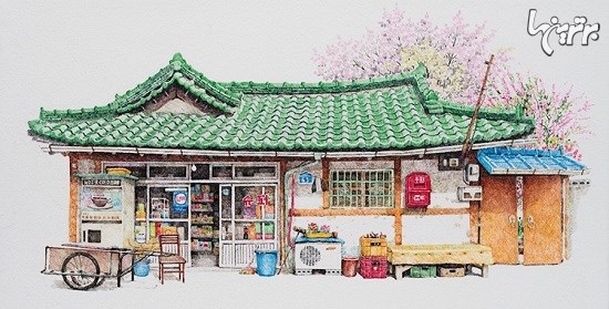 نقاشی های ظریف و زیبا از مغازه های کره جنوبی