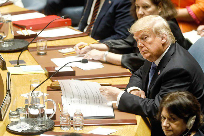 ترامپ در جایگاه ریاست نشست ویژه شورای امنیت