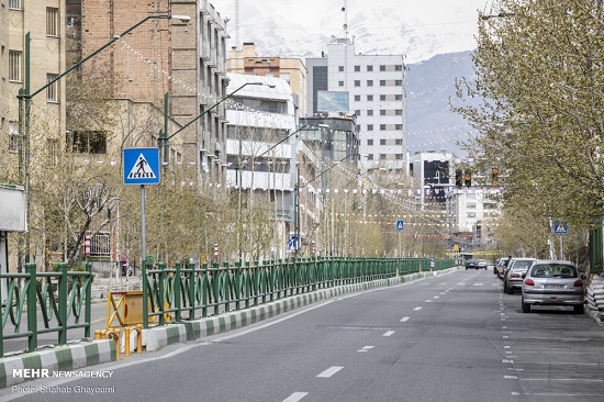 سکوت خیابان‌های تهران در اولین روز بهار