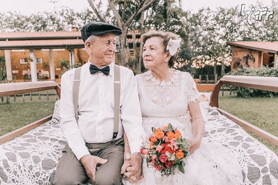 زوجی که بعد از ۶۰ سال عکس عروسی گرفتند