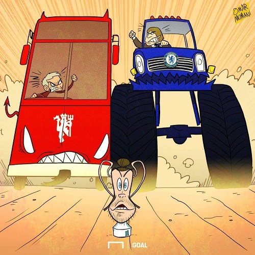 کاریکاتور: رقابت کونته و مورینیو برای خرید بیل