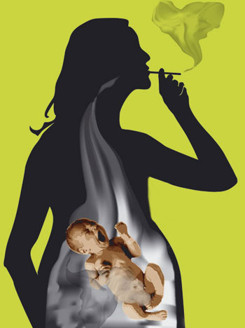 تاثير سيگار مادر بر زندگي کودک