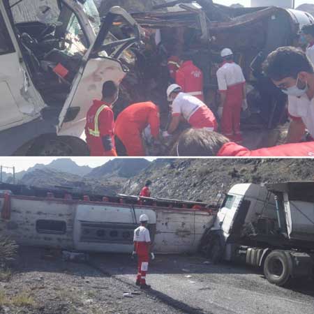 تصادف مرگبار اتوبوس با کامیون در هرمزگان