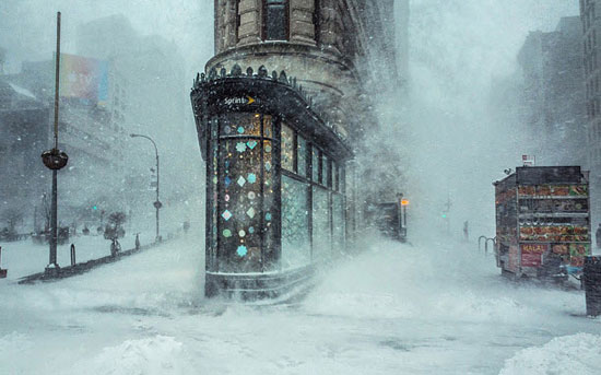 یک عکس زیبا از هوای برفی و طوفانی آمریکا