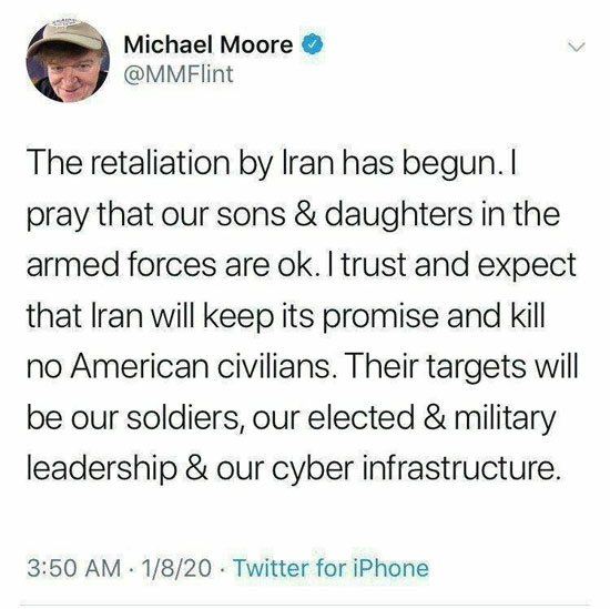 مایکل مور: قصاص از سوی ایران آغاز شد
