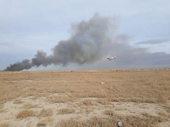 آتش سوزی تالاب میقان اراک و هواپیماهای آب پاش!