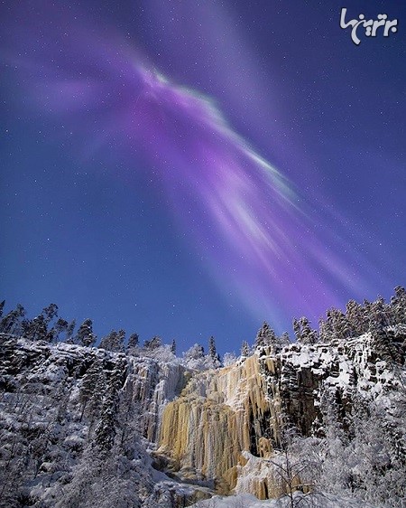 زمستان جادویی فنلاند زیر شفق‌های قطبی