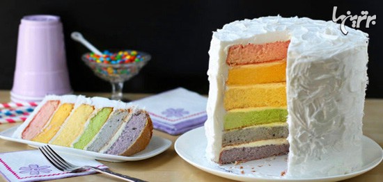کیک خوشگل و رنگارنگ با رنگ های طبیعی