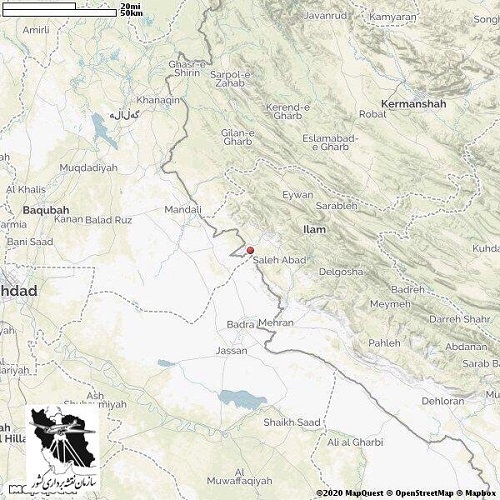 محل وقوع زلزله ایلام بر روی نقشه